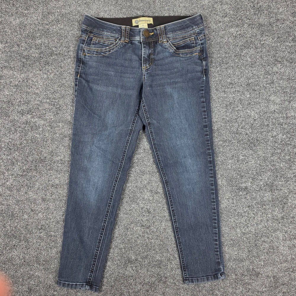 Democracy Skinny Ankle Jeans Womens 6 Ab Technology Mid Rise Dark Wash B1304XXBX